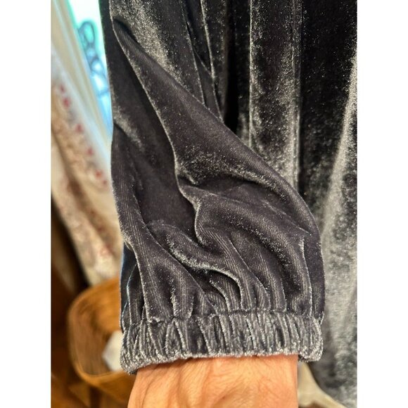 Indigo Soul Blue Velvet Tunic Dress L Long Sleeve‎ Women's Blouse - Picture 6 of 8